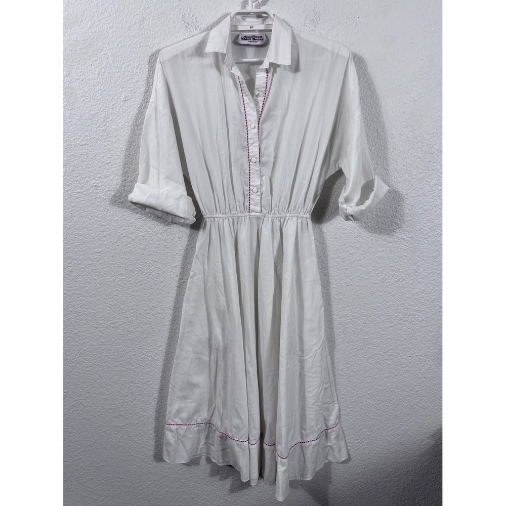 The American Shirt Dress Women Medium White Vintage Button Front Cotton